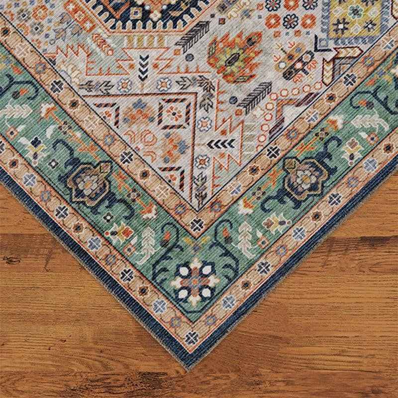 Noah Ethnic Polyester Carpet - Green & Peach media 5