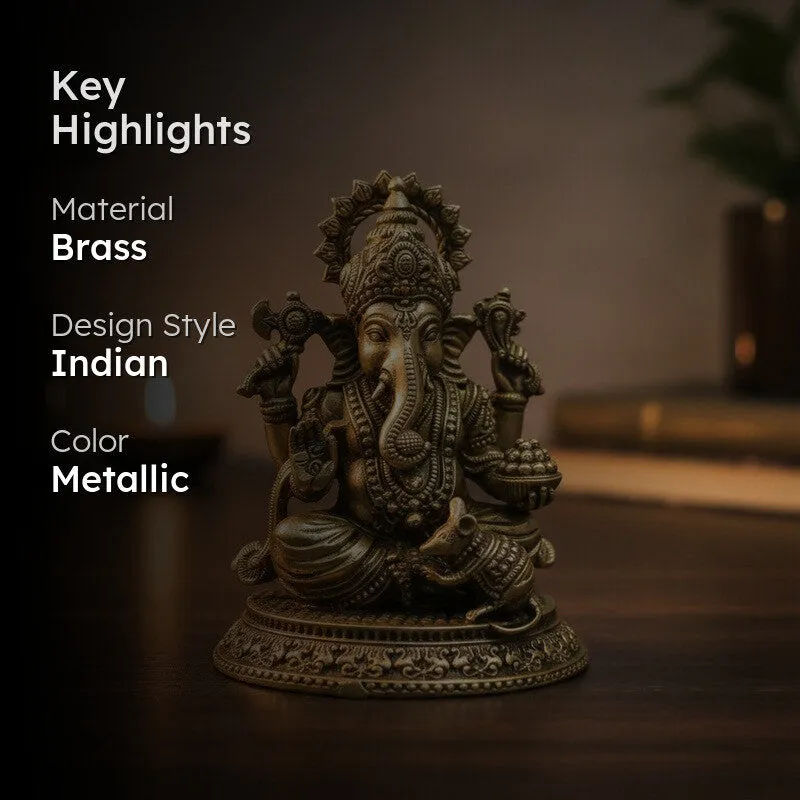 Divine Aura Ganpati Brass Idol media 2