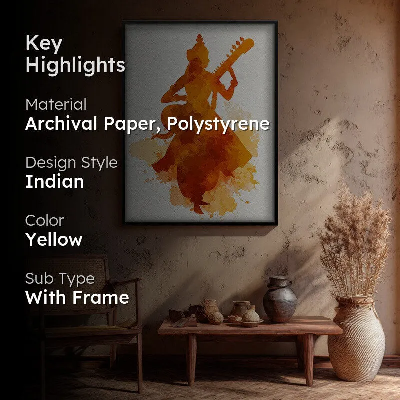 Sri Saraswati Devi Playing Veena Archival Paper Wall Art media 2