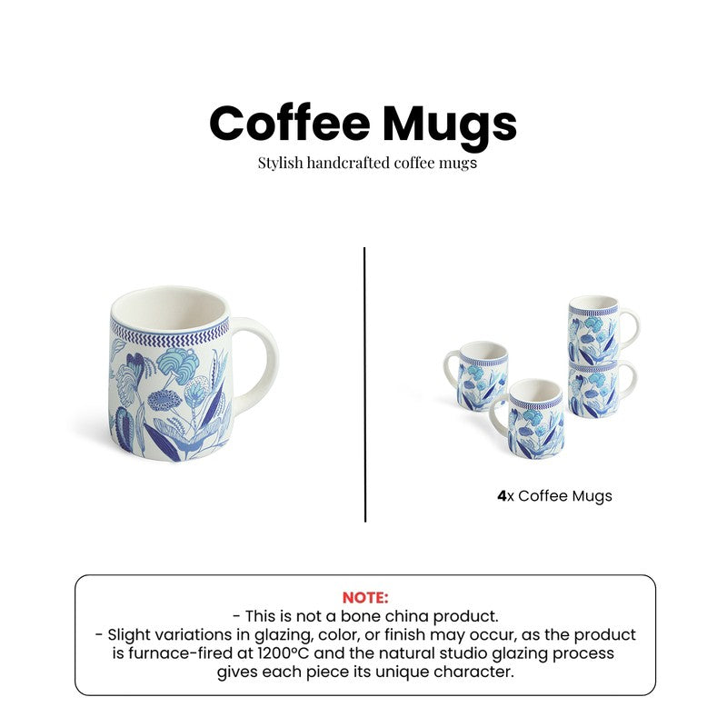 Floral Ceramic Coffee Mug (300 mL Each) - Set Of Four media 6