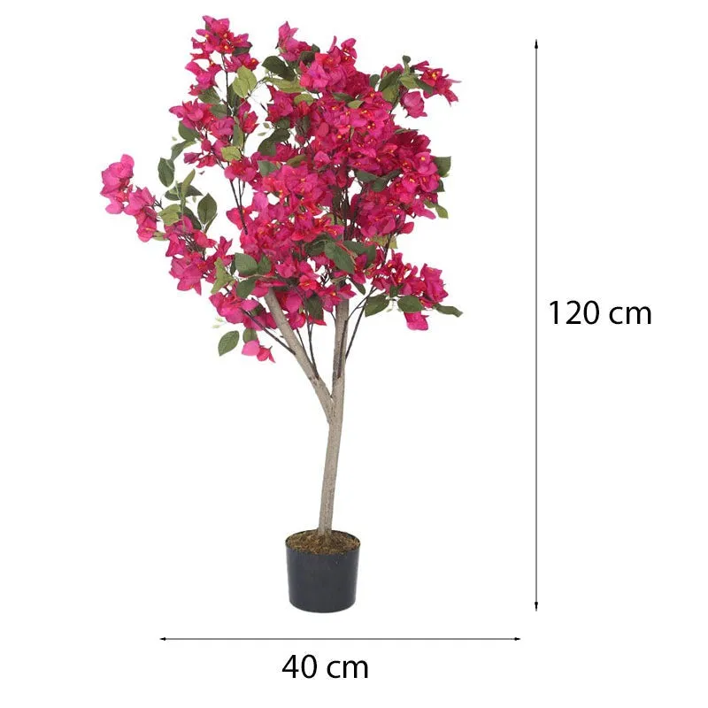 Faux Realtouch Bougainvillea Flower With Black Plastic Pot - 3.9 Feet media 9