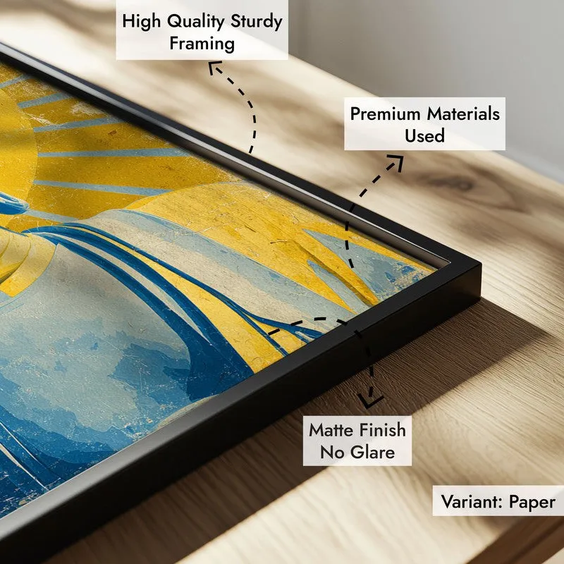 Buddha In Golden Aura I Archival Paper Wall Painting With Black Frame media 8