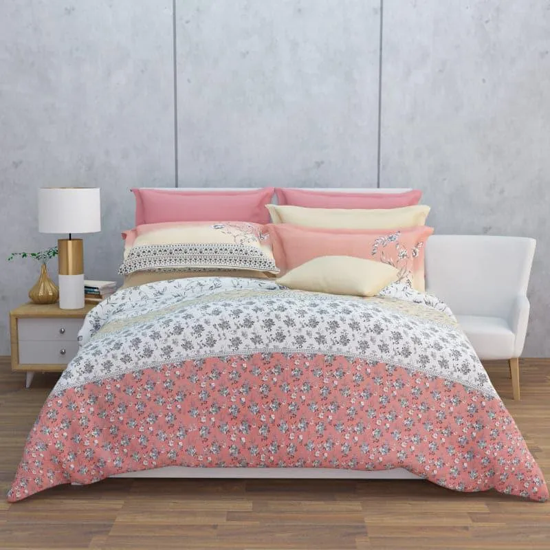 Nesa Flora Stripe - Buff & Peach Cotton Bedsheet - 210 TC media 3
