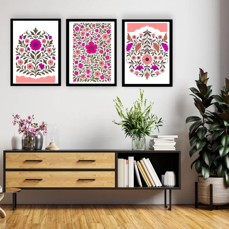 Indigo Petalcraft Paper Wall Painting With Frame - Black media 1