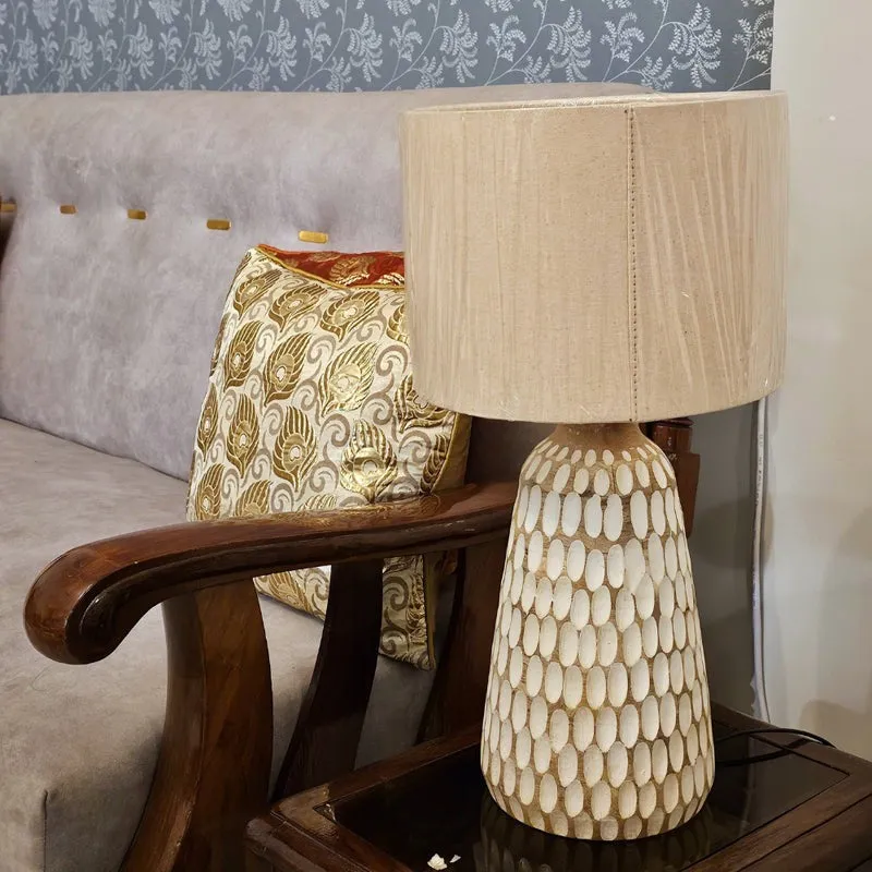 Sajira Wooden Table Lamp - White,Beige media 6