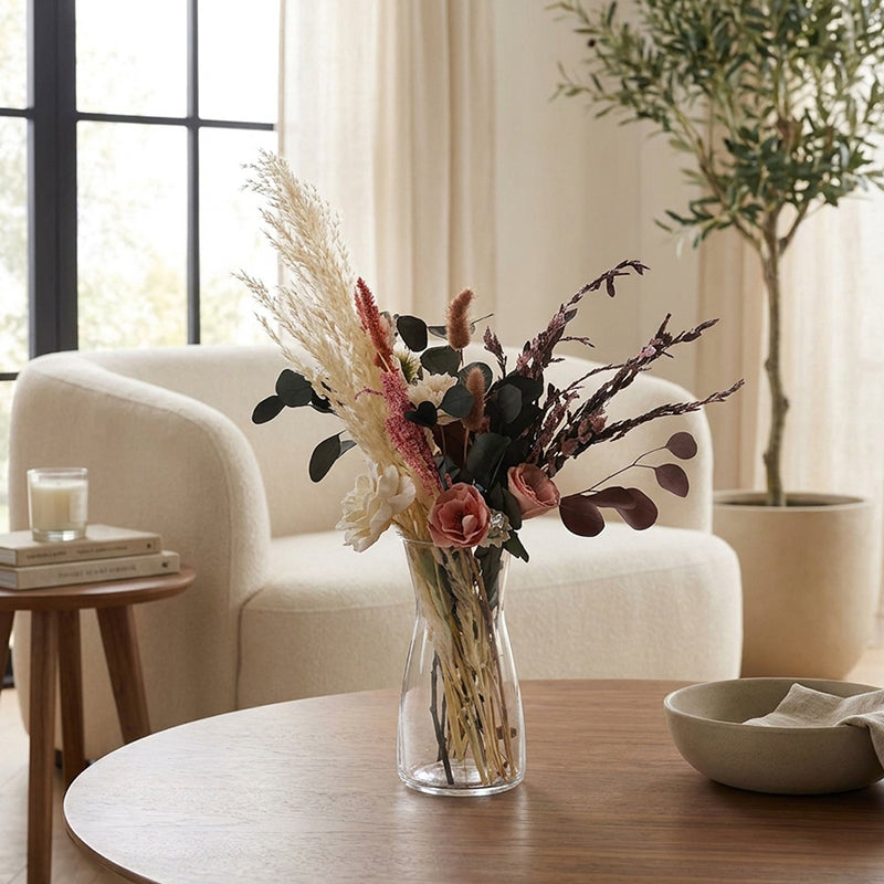 Abigail Solawood Floral Bunch In Glass Pot