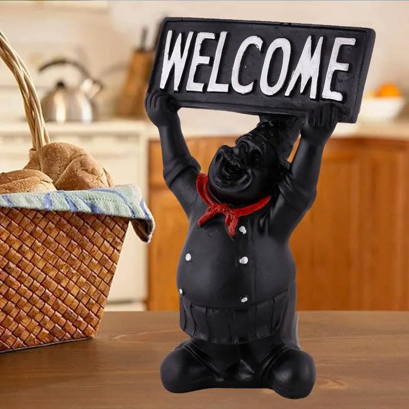 Gourmet Welcome Painted Polyresin Show Piece - Black media 1
