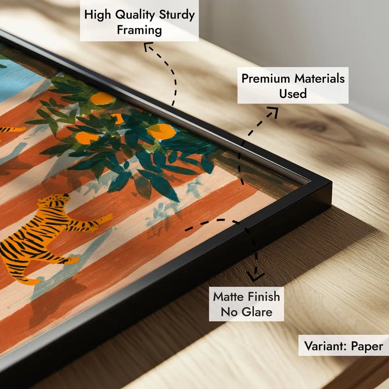 Tangerine Trees Canvas Wall Painting - Black Frame media 6