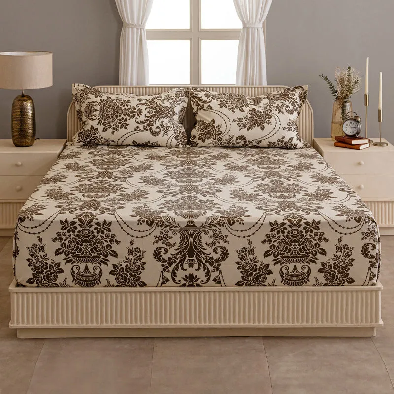 Swayam Regal Dreamscape Cotton Bedsheet (Brown) - 144 TC media 1