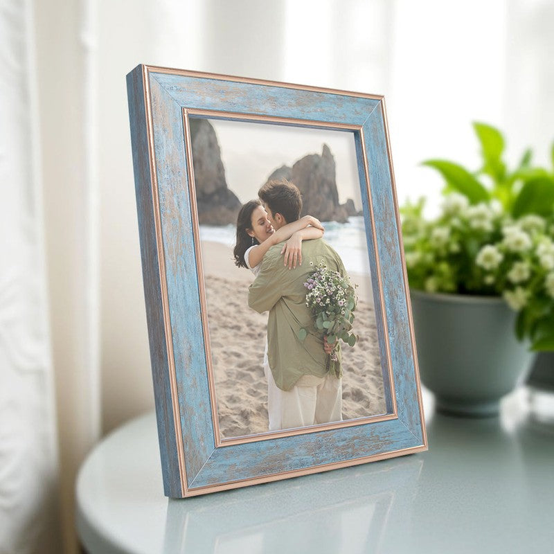 Nova Brushed Photo Frame - Blue & Gold