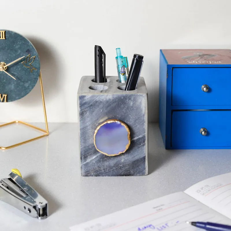 Neiro Marble & Agate Stationary Holder - Blue media 4