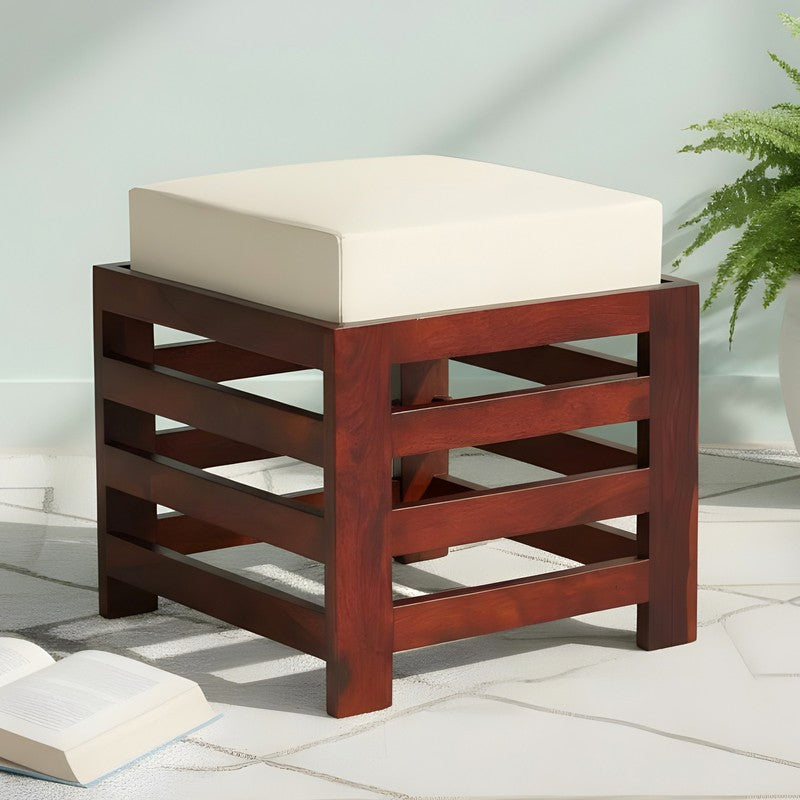 Tavex Sheesham Wooden Bench with Stool (White) - Two Piece Set