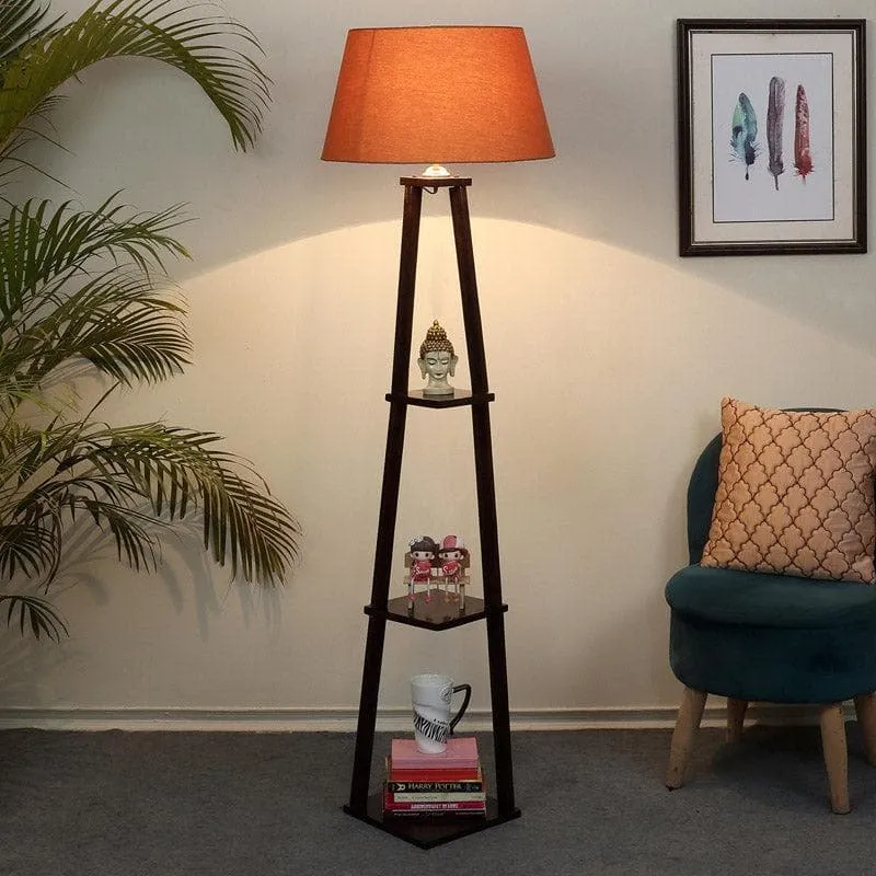 Camella Floor Lamp With Shelf - Brown media 1
