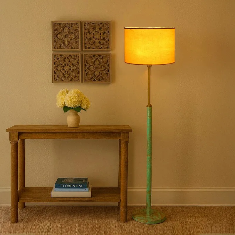 Amber Glow Wooden Floor Lamp - Yellow media 1