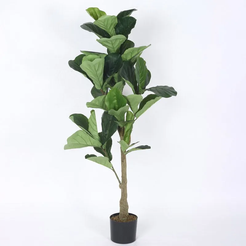 Faux Realtouch Green Fiddle Leaf Fig Tree With Black Plastic Pot - 3.9 Feet media 4
