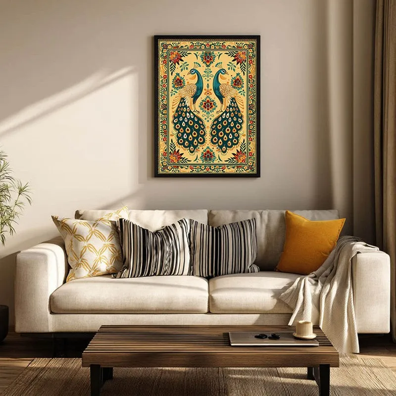 Mayura Folk Art Canvas Wall Painting With Black Frame media 5