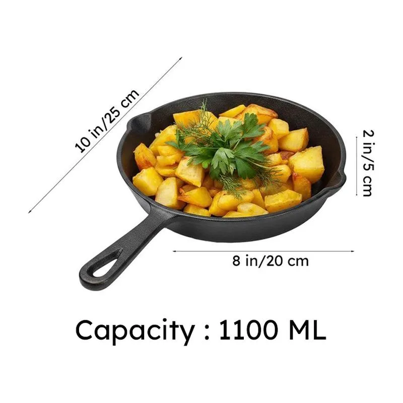 Solara Brewora Cast Iron Frying Pan with Handle - 1100 mL/8 inch media 14