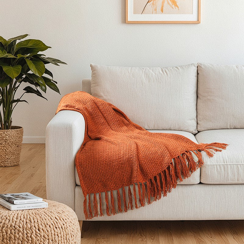Contemporary Woven Throw  Orange media 3