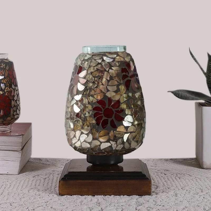 Veloura Mosaic Glass Table Lamp With Wooden Base - Multicolor media 4