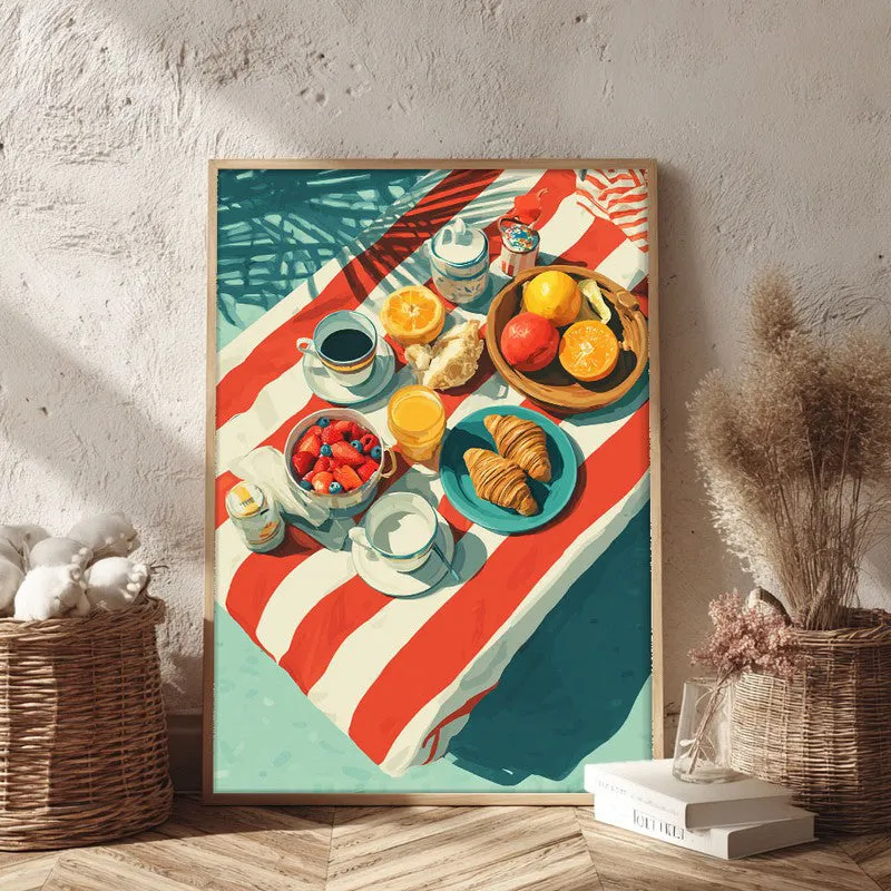 Brunch Bloom Canvas Wall Painting - Brown Frame media 3