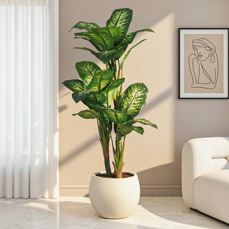 Ariadne Artificial  Dieffenbachia  With Black Plastic Pot - 5.3 Feet media 1