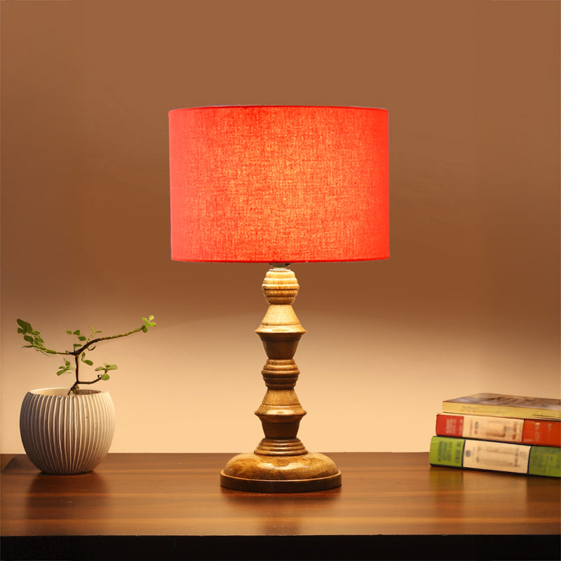 Cotin I Timber Wooden Table Lamp - Orange,Brown
