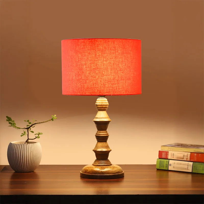 Cotin I Timber Wooden Table Lamp - Orange,Brown media 1