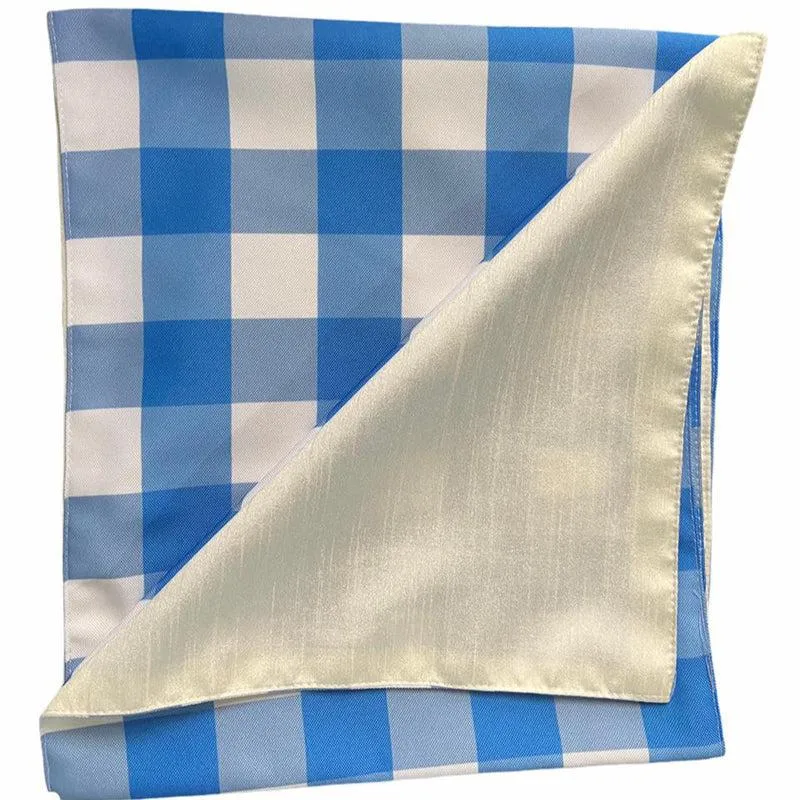 Mabel Checkered Poly Canvas Table Runner - Blue media 5