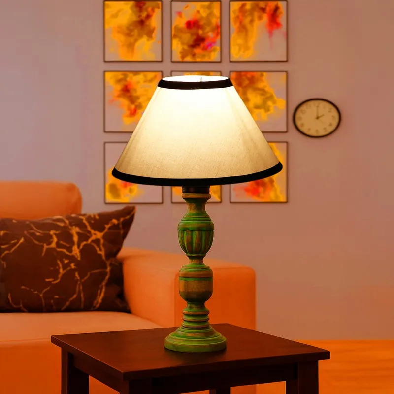 Arvello Niro Wooden Table Lamp - White media 1