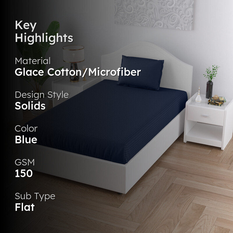 Sofia Solid Microfiber Bedsheet (Blue) - 150 GSM media 2
