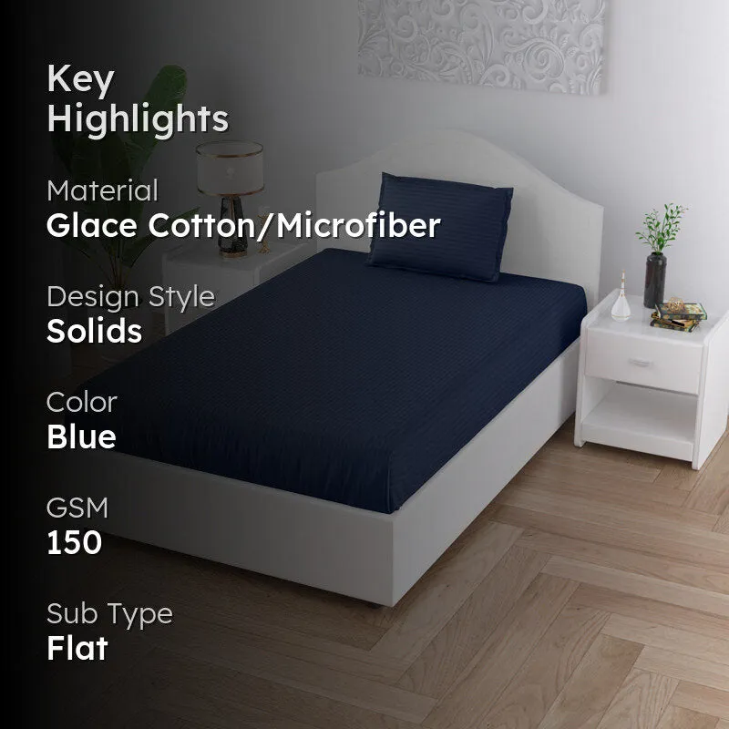 Sofia Solid Microfiber Bedsheet (Blue) - 150 GSM media 2