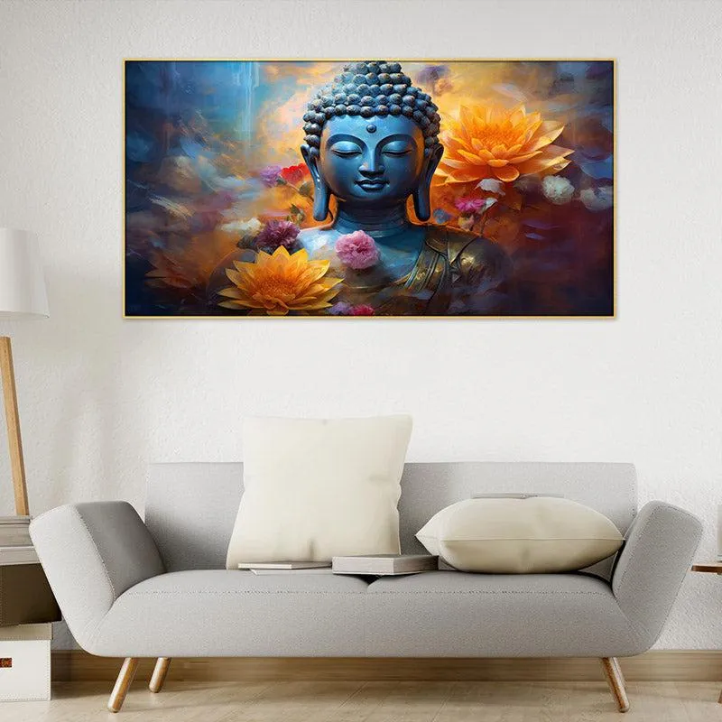 Meditative Buddha Canvas Wall Painting With Frame media 3