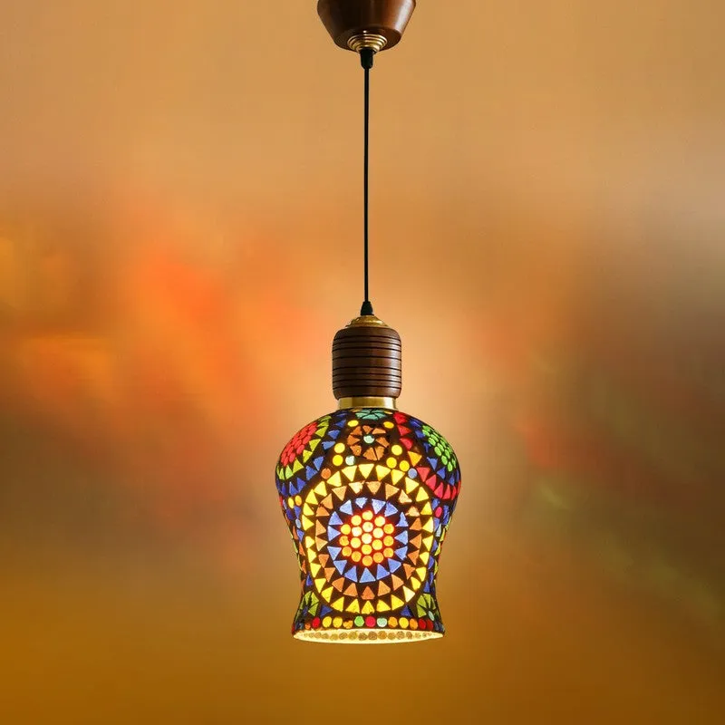 Mosaic Grid Pendant Wooden Ceiling Lamp media 7