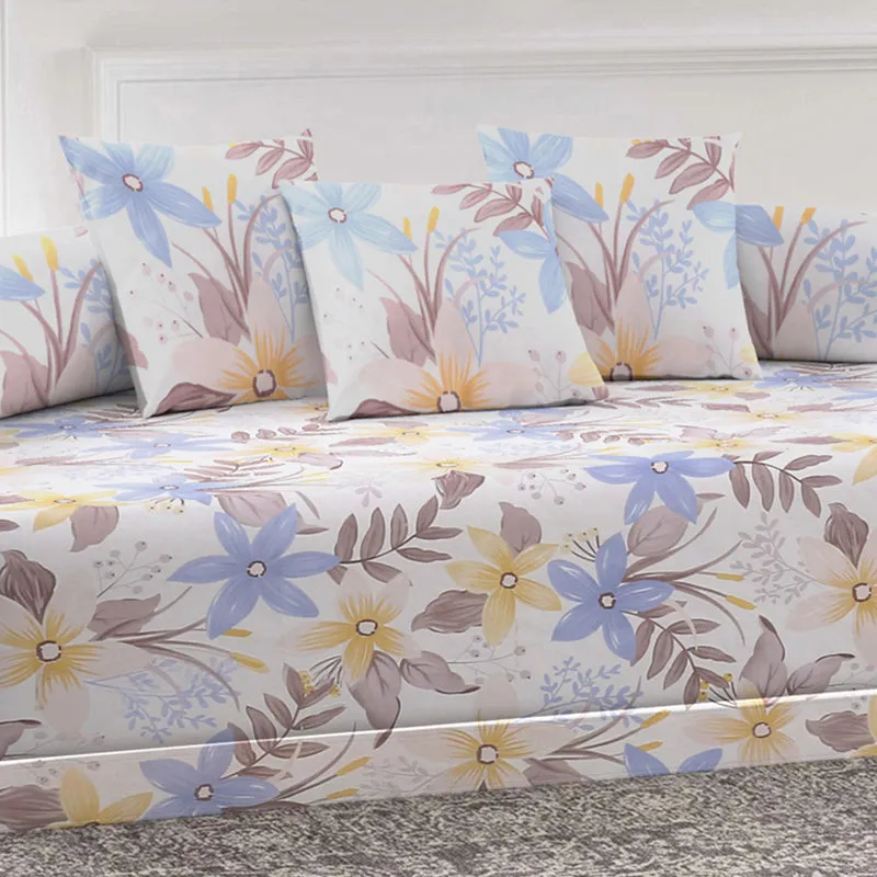 Soft Florals Diwan Set - Six Piece Set media 3