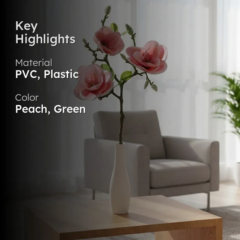 Magnolia Bloom Artificial Flower Stem - Peach media 2