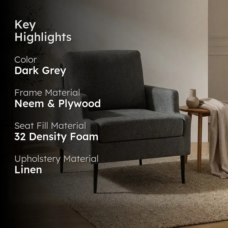 Nexora Neem Wood Accent Chair - Dark Grey media 2
