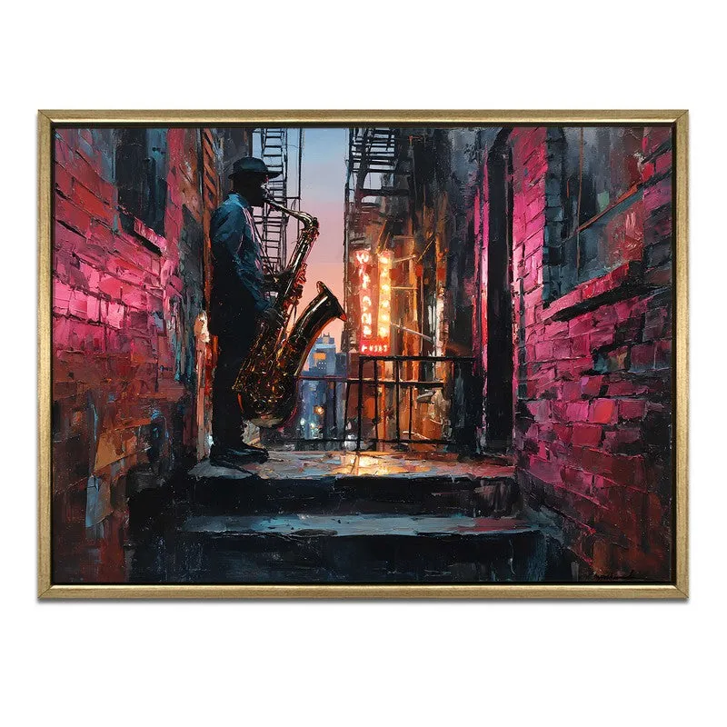 Alley Blues Canvas Wall Painting With Frame media 3