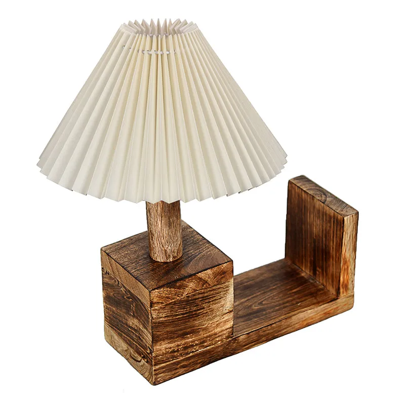 Sentry Pleated Fabric Table Lamp - Ivory,Brown media 5