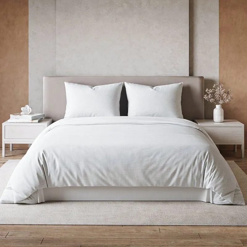 Maison Fitted Solid Cotton Bedsheet (White) - 400 TC media 1