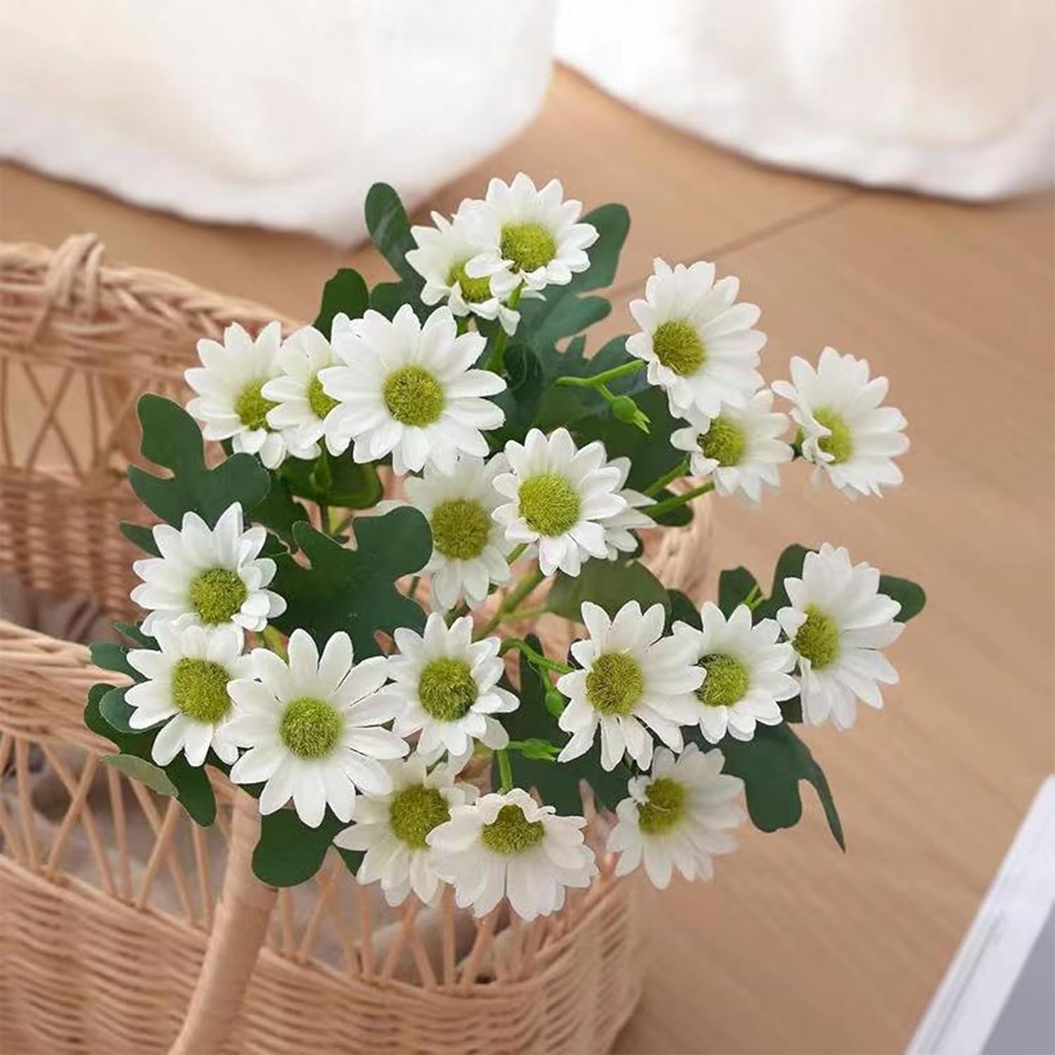 Azure Daisy Artificial Flower (White) - Set of Two media 4