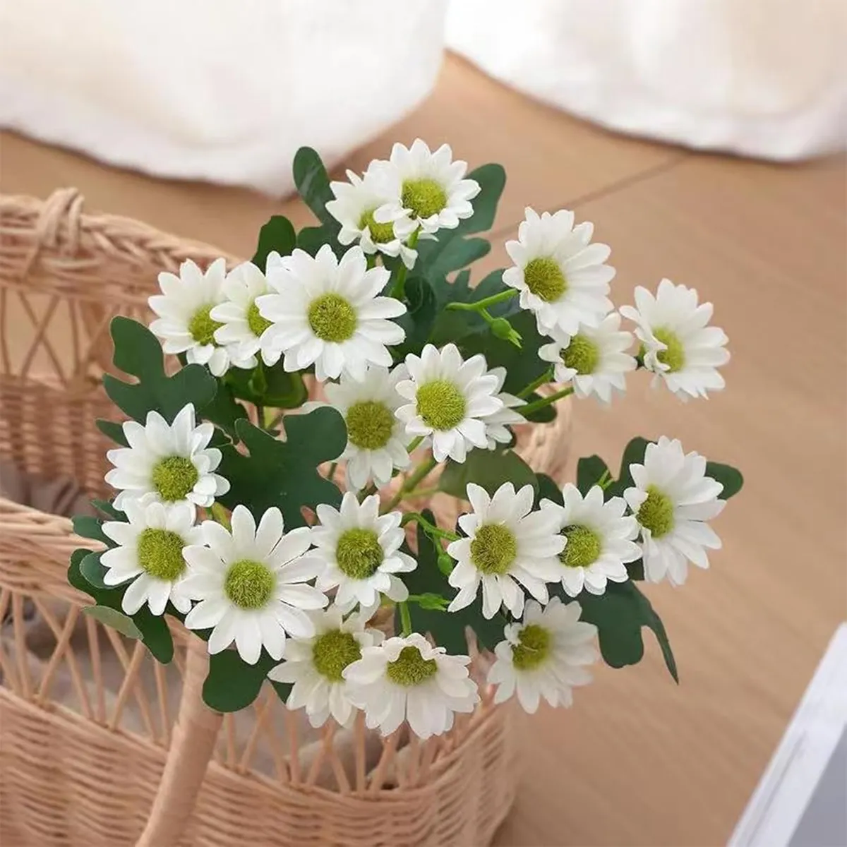 Azure Daisy Artificial Flower (White) - Set of Two media 4