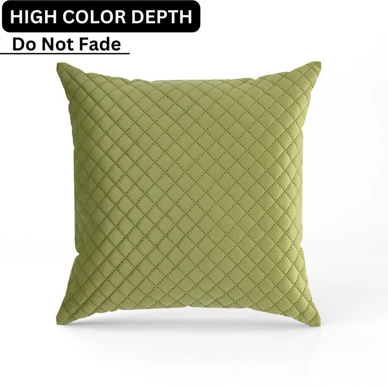 Orson Quilted Velvet Cushion Cover (Light Green) - Set Of Five - 7