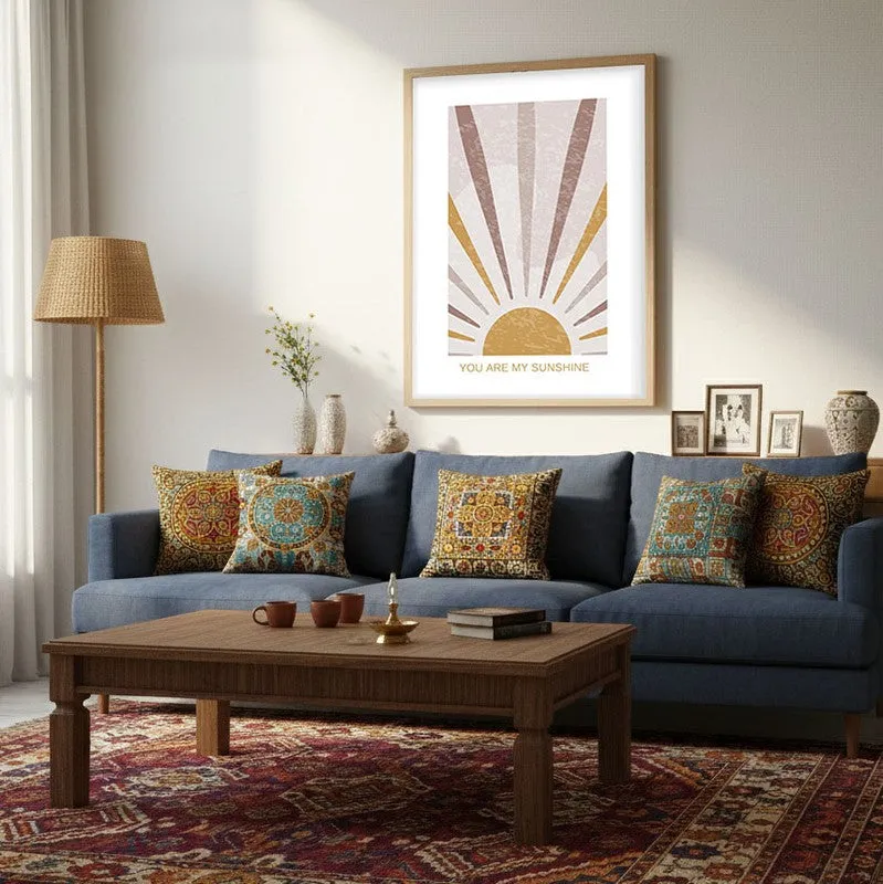 Bursting Sol Canvas Wall Painting With Brown Frame media 5
