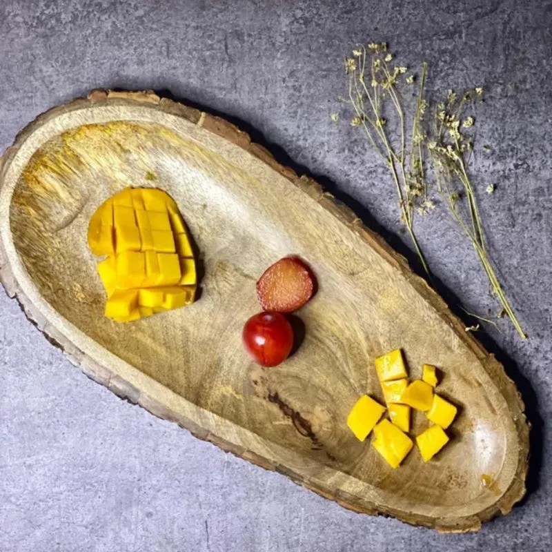 BarkServe Oblong Mango Wood Serving Platter media 3