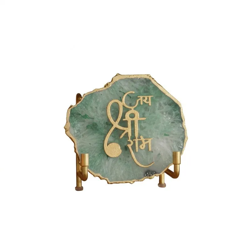 Jai Shri Ram Handcrafted Agate Religious Accent - Green media 4