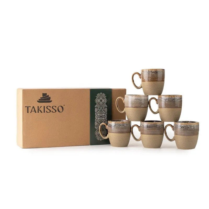 Elowen Porcelain Tea Cup (200 mL Each,Brown) - Set Of Six media 8
