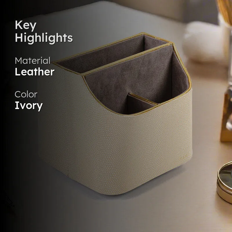 Tisquo Faux Leather Desk Organizer - Ivory media 2