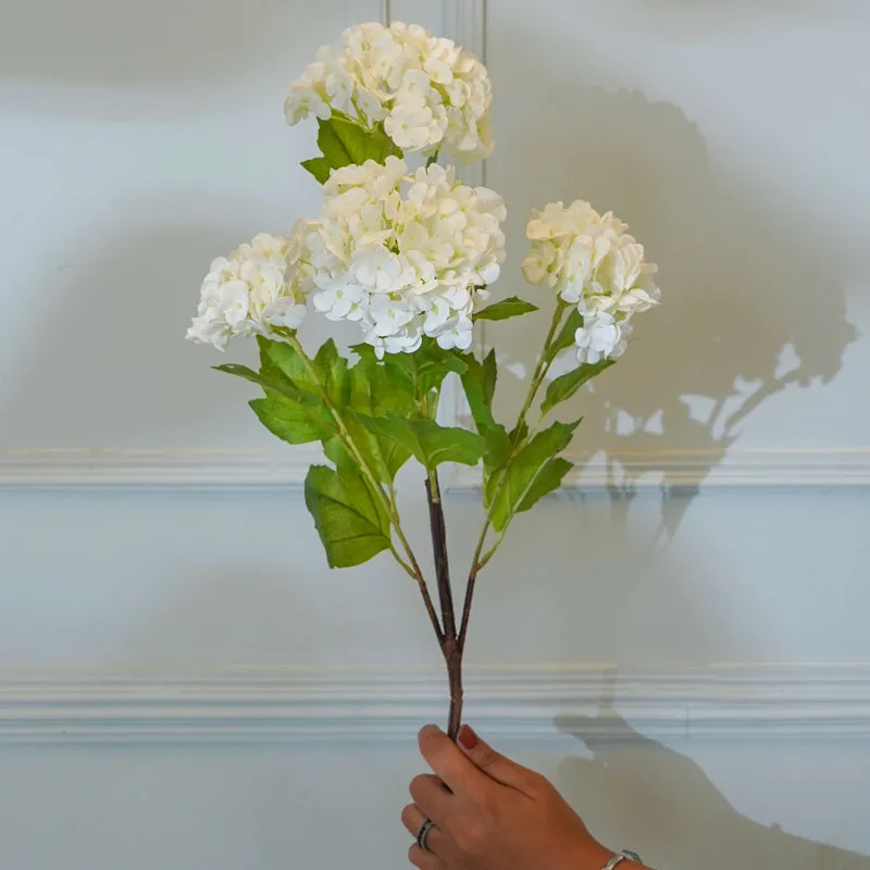 Faux Silicone Hydrangea Flower Stick (White) - 29 CM media 3