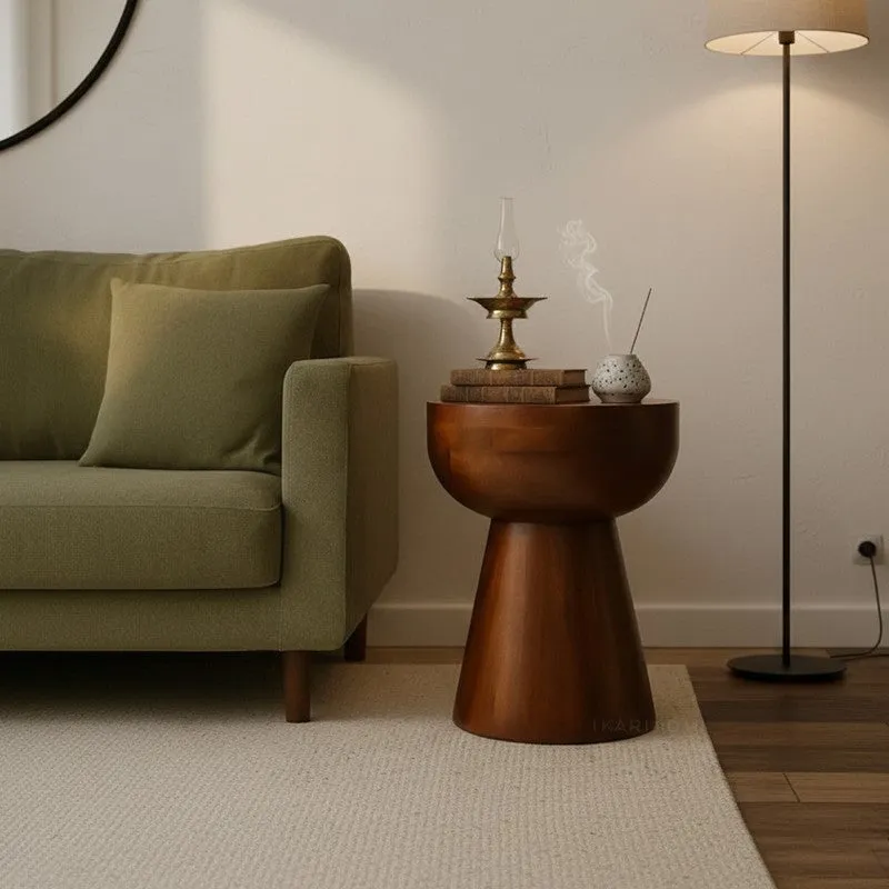 Mushroom Pedestal Acacia Wood Coffee Table media 5