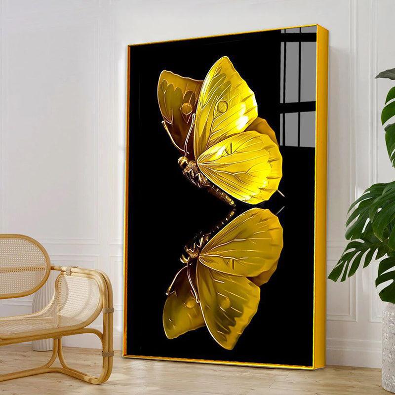 Chrysalis Kiss Modern Canvas Wall Art With Frame - Gold media 4